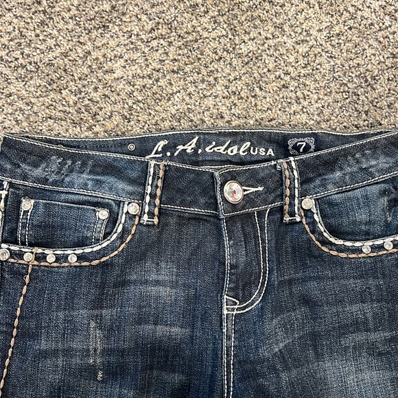LA IDOL Jeans heavy stitching jewels pockets - Picture 2 of 3